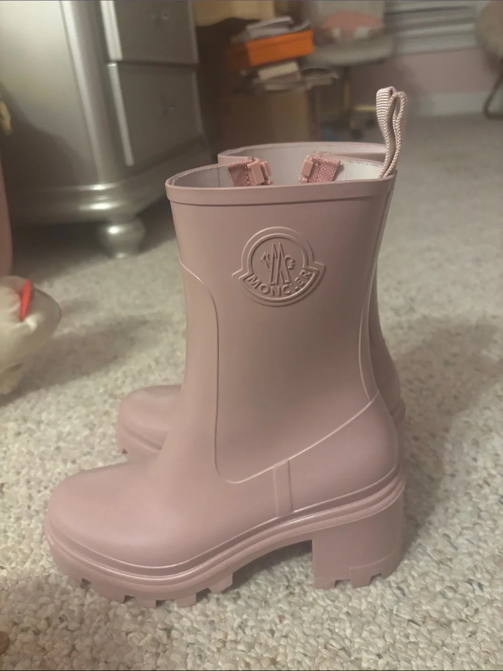 Moncler Women's Loftgrip Blush Rubber Lug Heel Boot